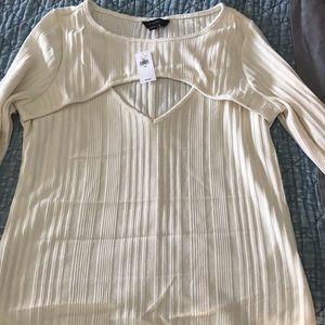Banana Republic cut out off white top